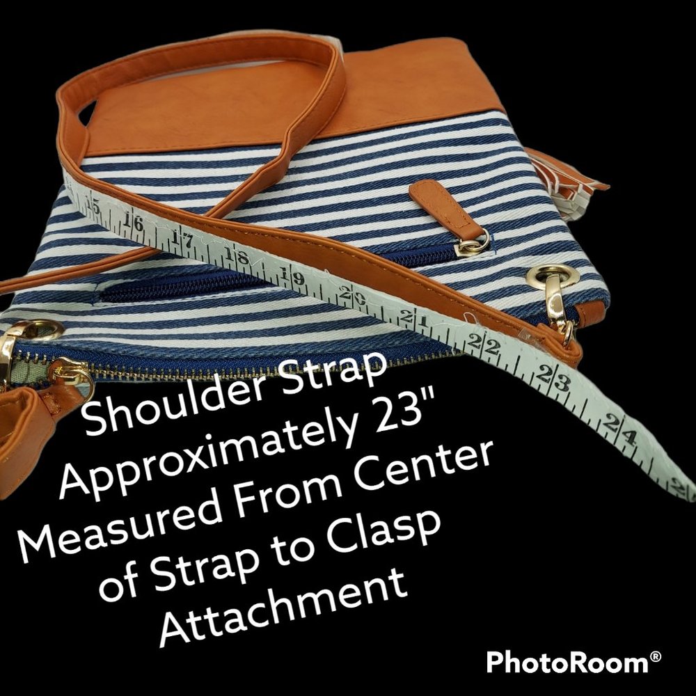 Unbranded Crossbody Purse Navy Blue/White Stripes - Picture 5 of 6